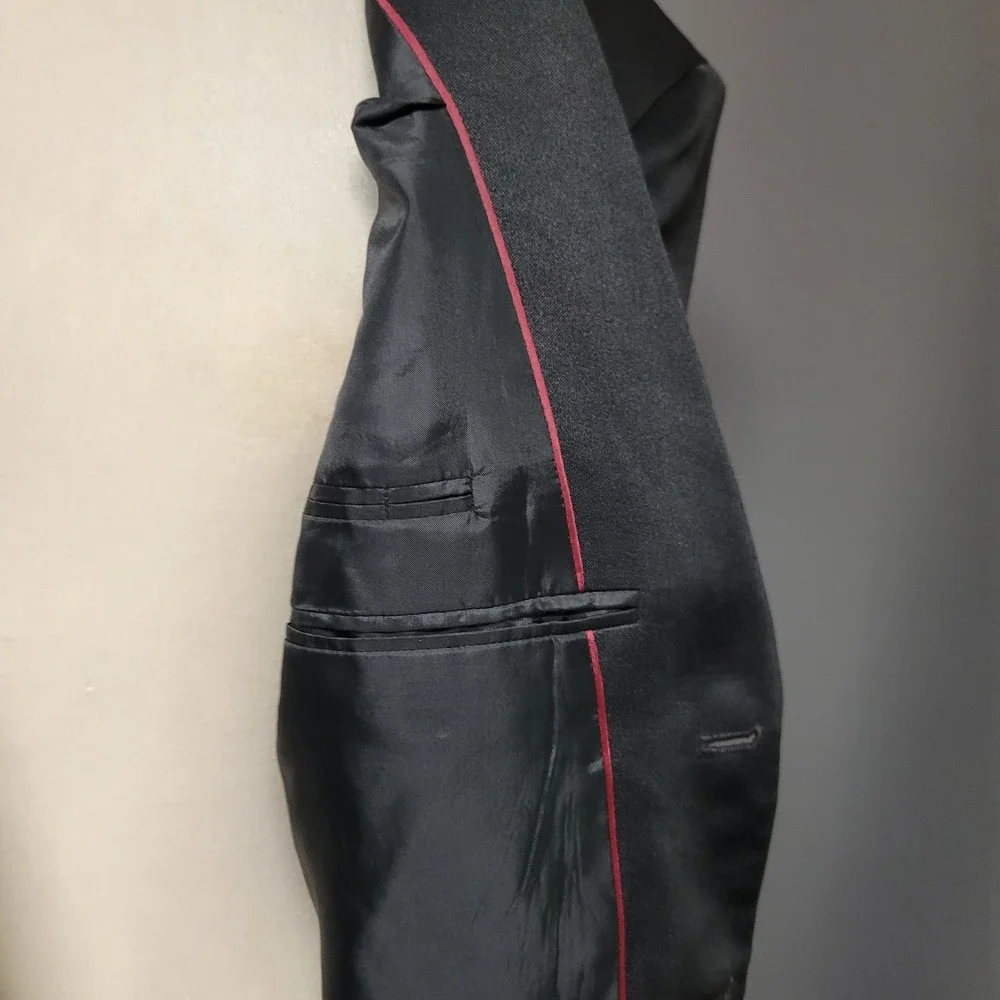 Vintage Gino‎ Cappeli Blazer Jacket Black 3-Button Shiny Formal Suit Coat 40R